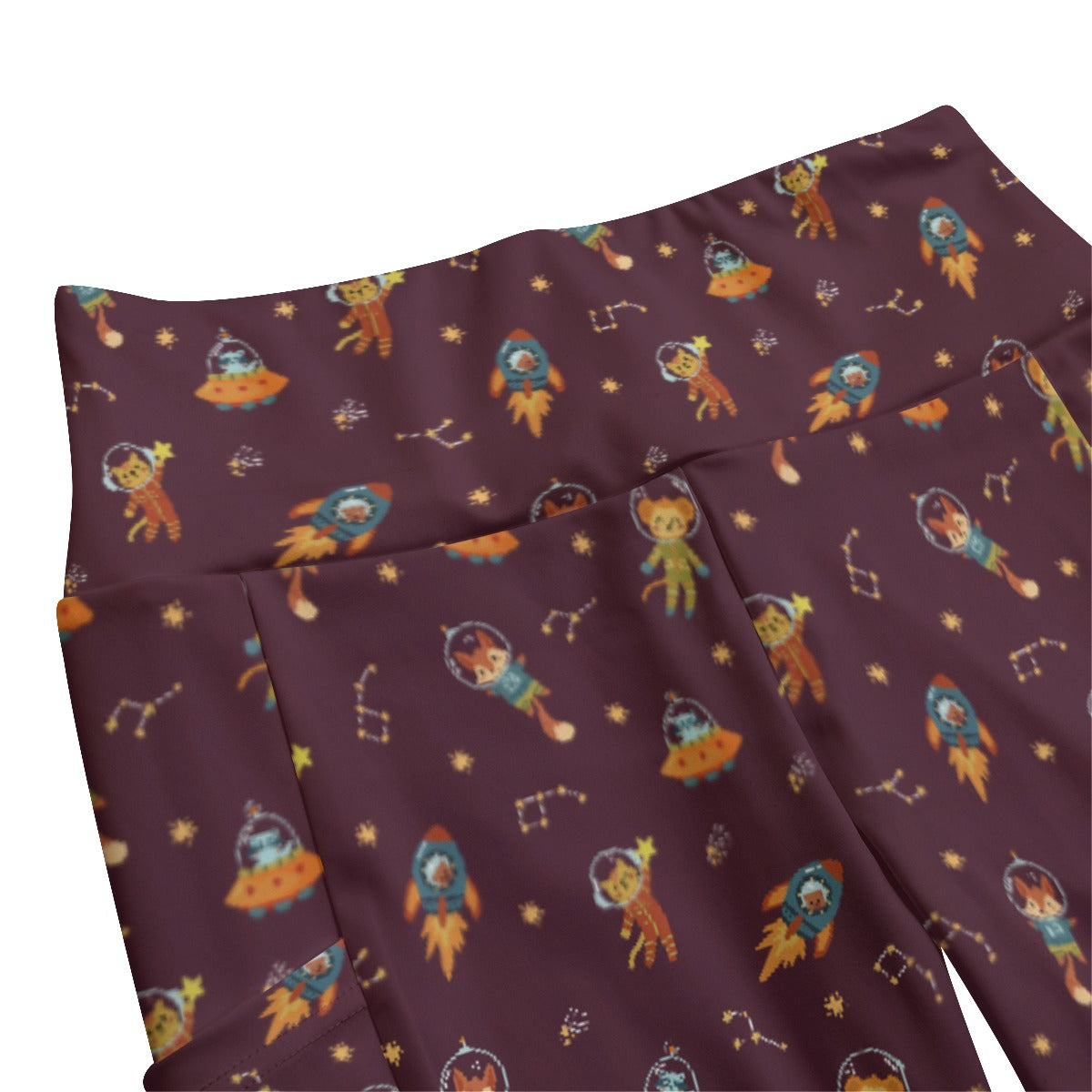 Space Animals High Waist Leggings With Side Pocket