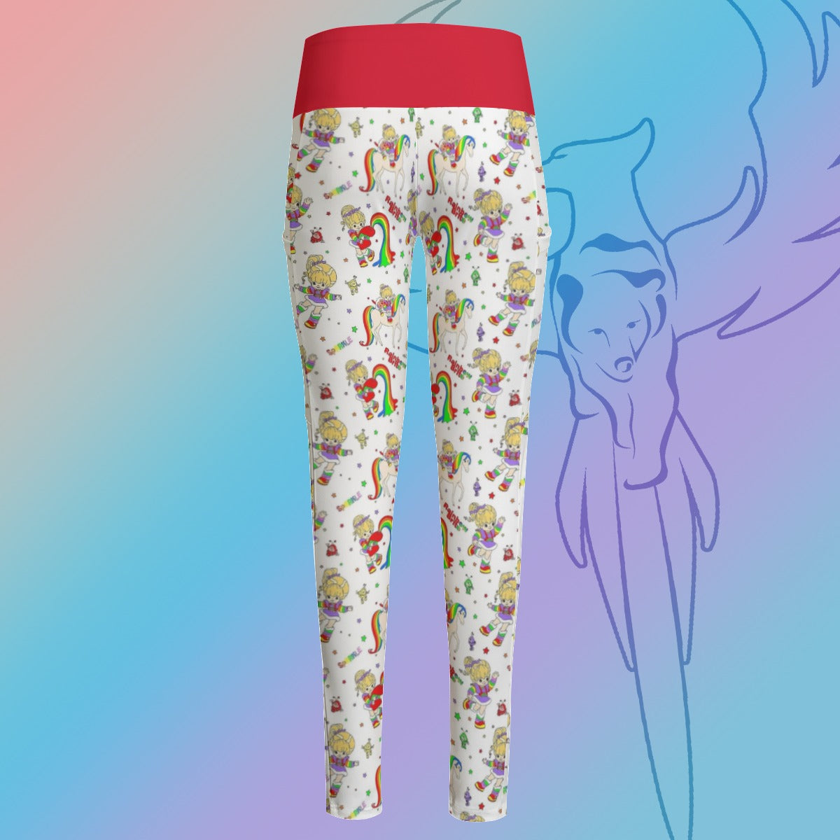 Rainbow Brite High Waist Leggings With Side Pocket