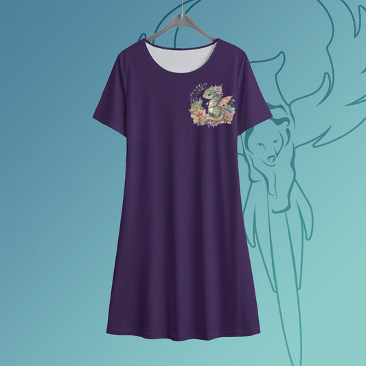 Purple Dragon Short Sleeve Dress