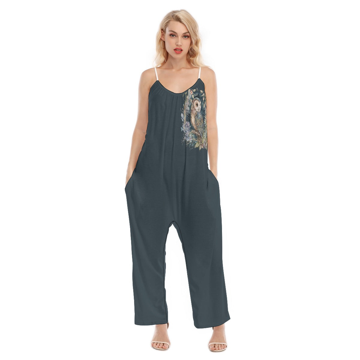 Teal Owl Jumpsuit