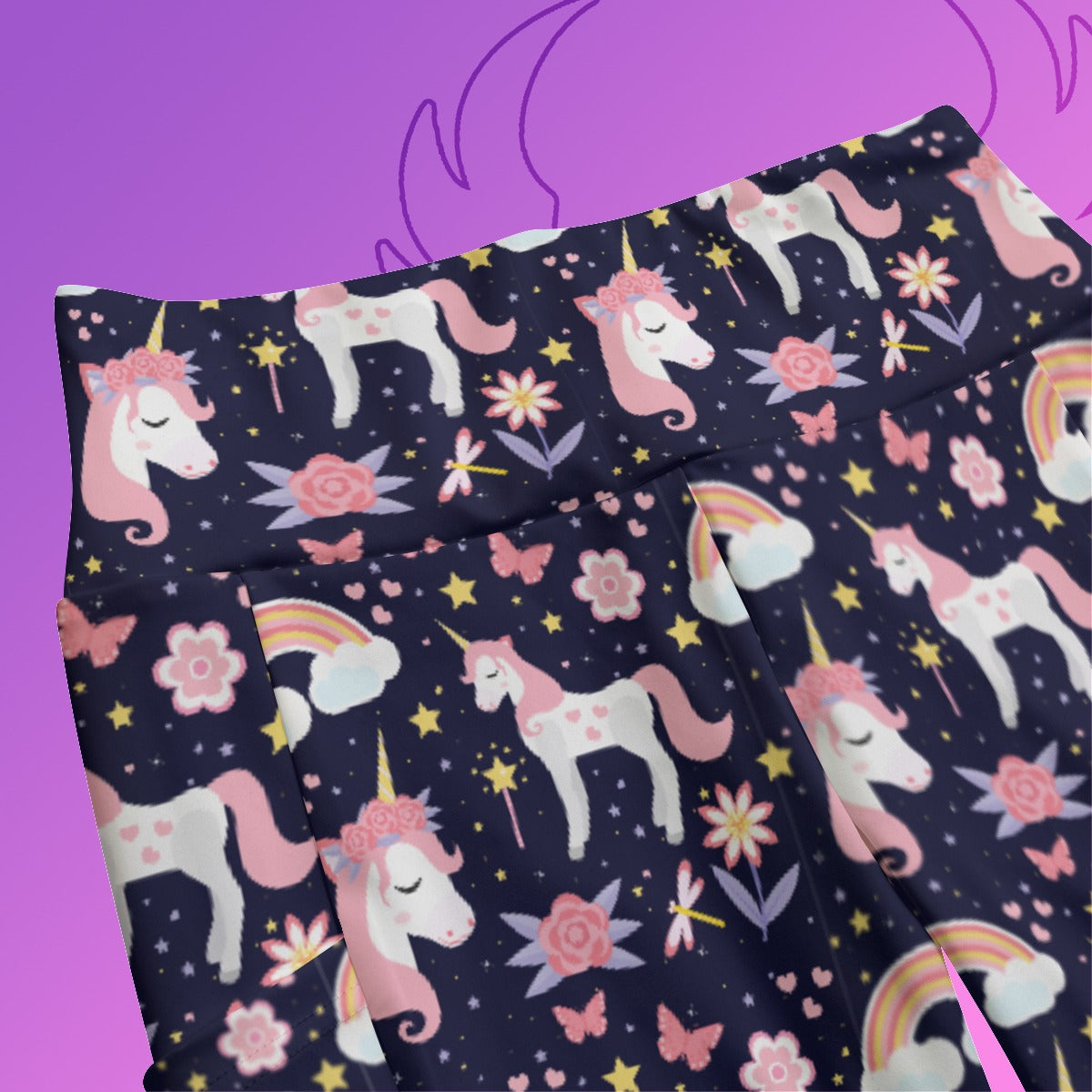 Unicorn Dreams High Waist Leggings With Side Pocket