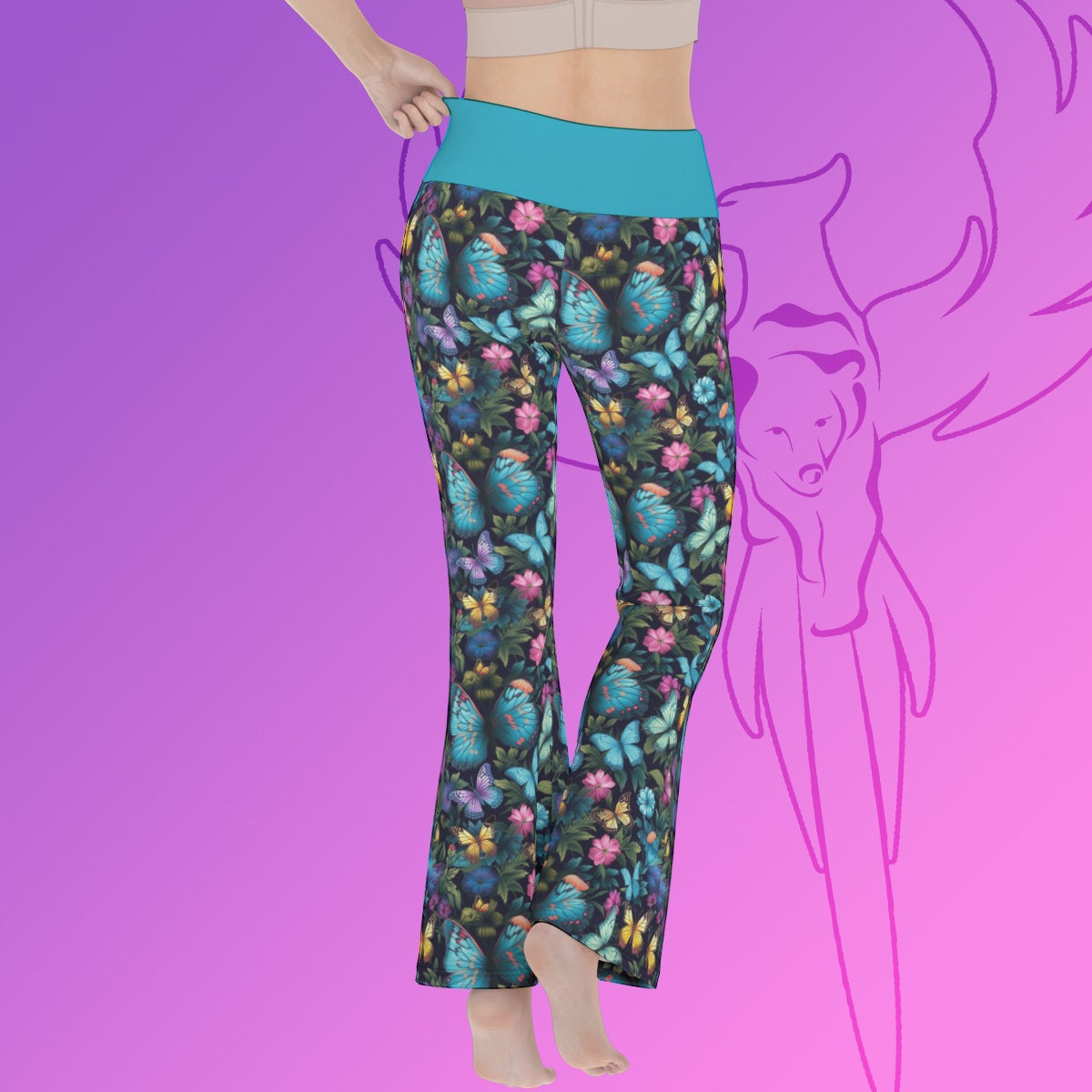 Summer Butterflies Flare Yoga Pants