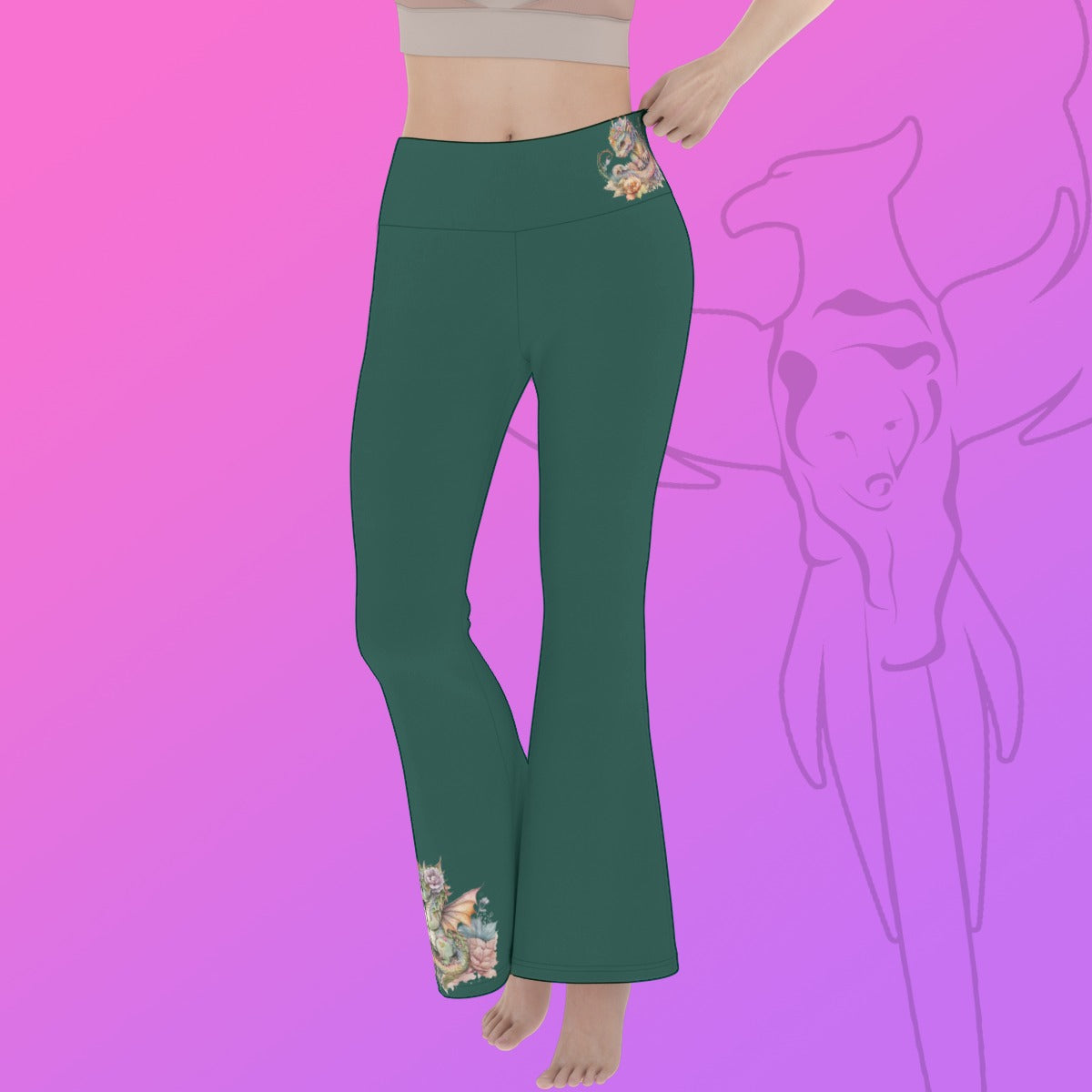 Jade Dragon Flare Yoga Pants