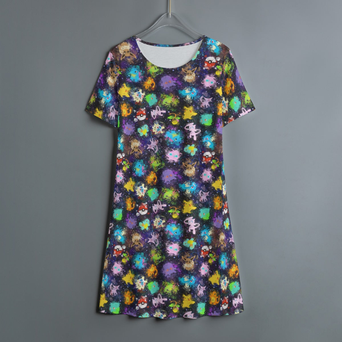 Poke-Splash Short Sleeve Dress