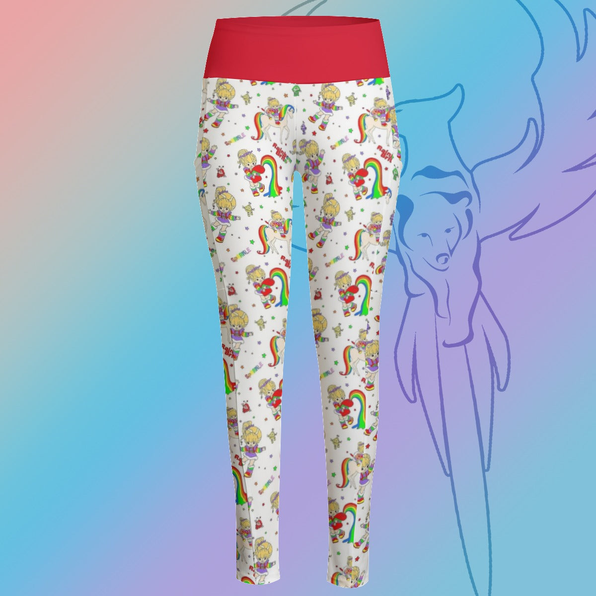 Rainbow Brite High Waist Leggings With Side Pocket