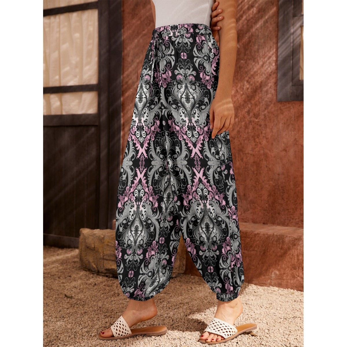 Pink and Grey Gothic Summer Trousers